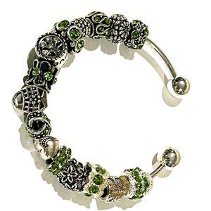 GREEN RHINESTONE EUROPEAN BANGLE BRACELET